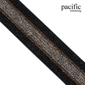 1 1/2 Inch Metallic Striped Patterned Elastic