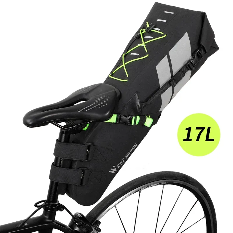 10L 17L Bike Saddle Bag Large Capacity Foldable Cycling Bag Waterproof Reflective MTB Road Bicycle Trunk Pannier