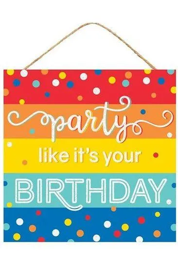 10" Wooden Sign: Glitter Party Birthday