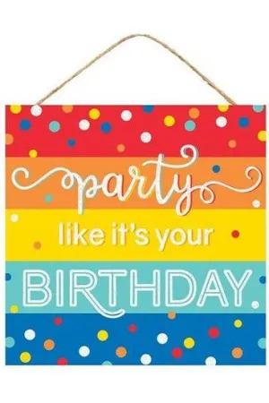 10" Wooden Sign: Glitter Party Birthday