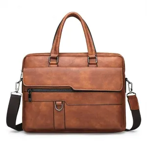 15.6 Inch Laptop Men's Business Briefcase Leather Messenger Bag