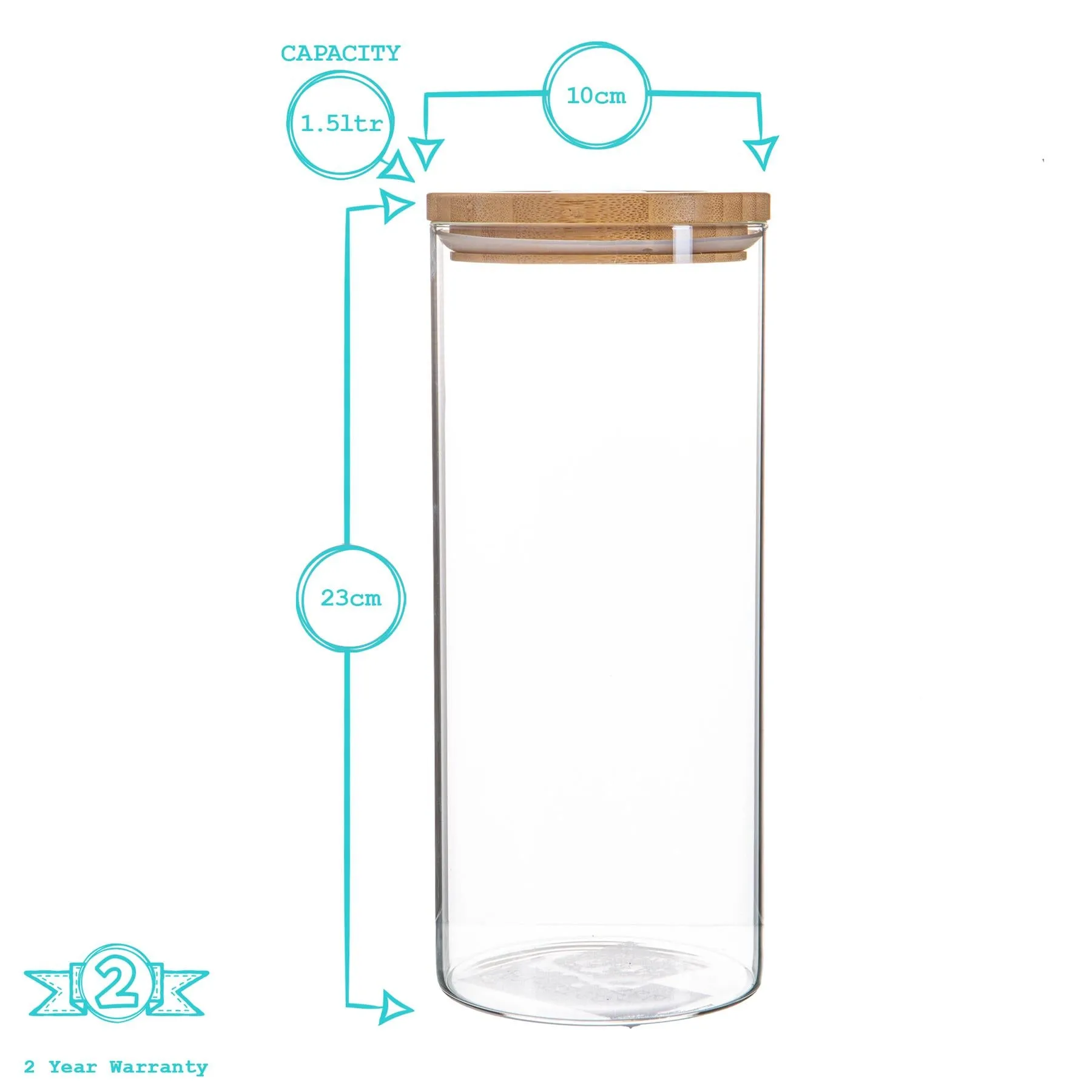 1.5L Scandi Storage Jar with Wooden Lid - By Argon Tableware