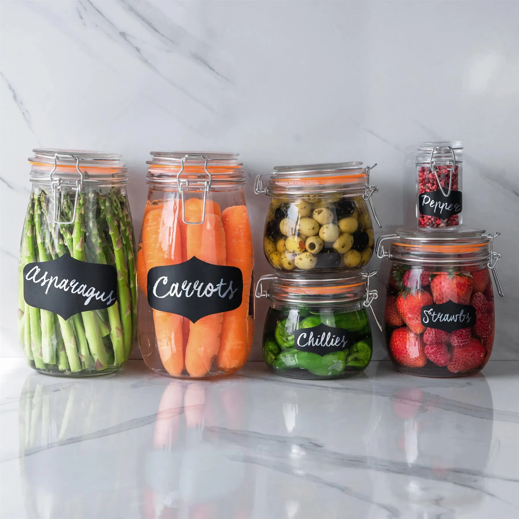 1L Classic Glass Storage Jar   Four Free Coloured Seals