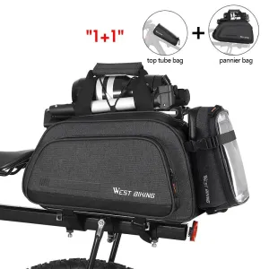 2 in 1 Bicycle Bag 10L Large Capacity Insulated Trunk Bag   1.5L Touch Screen Phone Bag MTB Bike Cycling Pannier