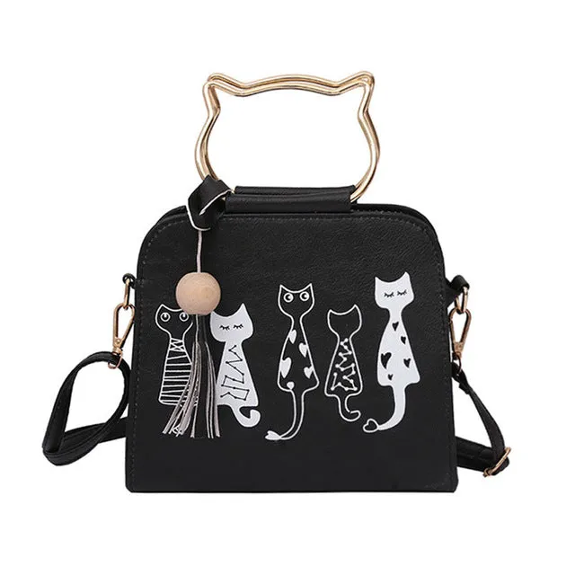 Animal Messenger Cat Pattern Shoulder Bag