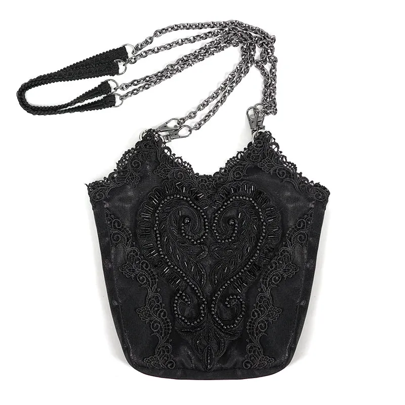 Antiqued Lace Shoulder Bag w/ Chain