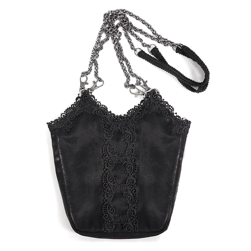 Antiqued Lace Shoulder Bag w/ Chain