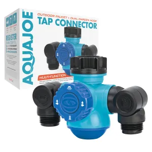 Aqua Joe SJI-MFGA2 Multi-Function Outdoor Faucet & Dual Garden Hose Tap Connector