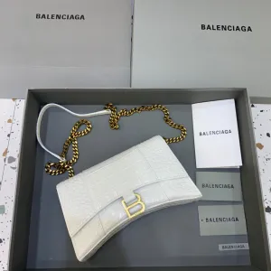 Balen Hourglass Wallet On Chain in White, For Women,  Bags 9in/23cm