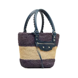 Balenciaga Motocross Classic Raffia Panier Handbag