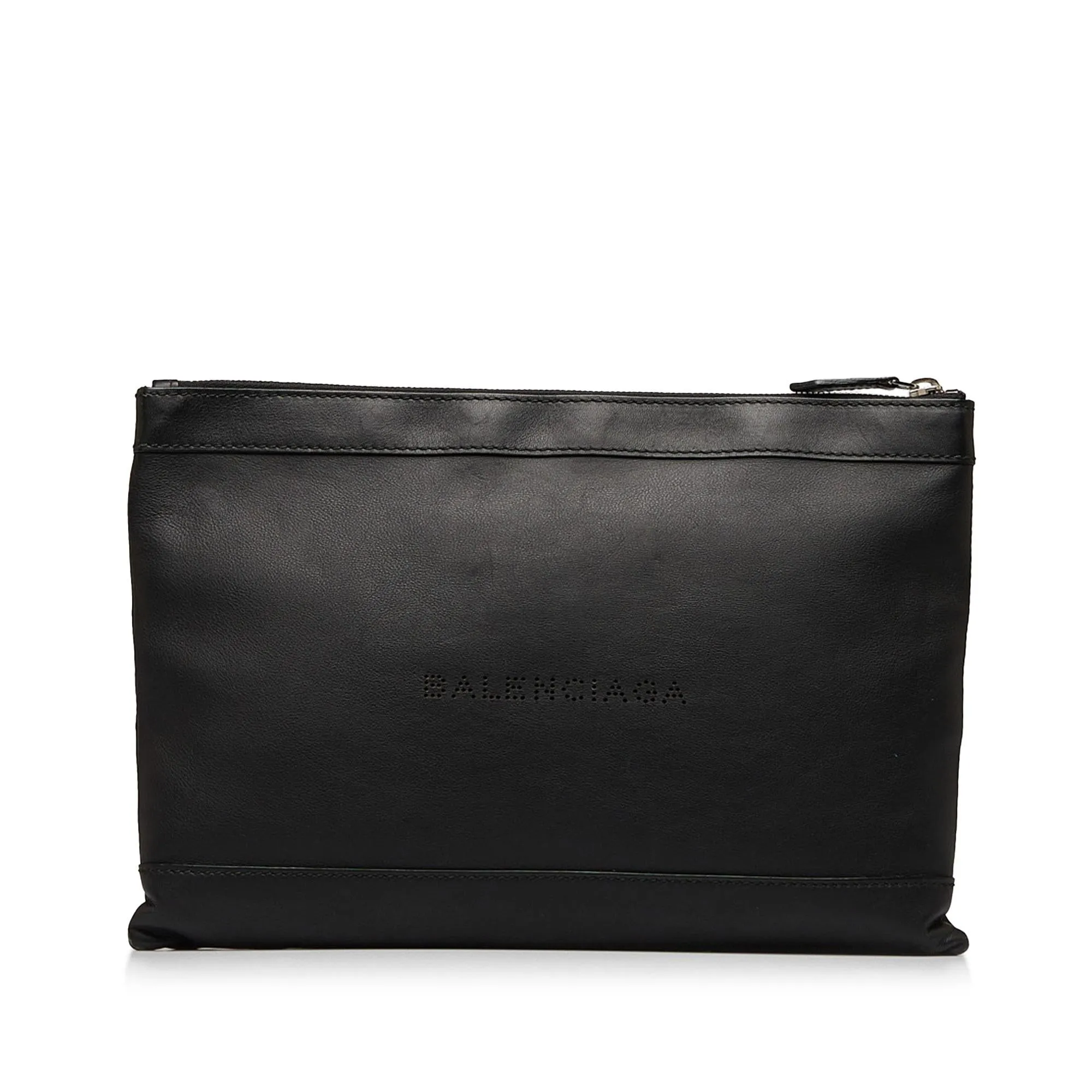 Balenciaga Punch Logo Navy Clip Clutch