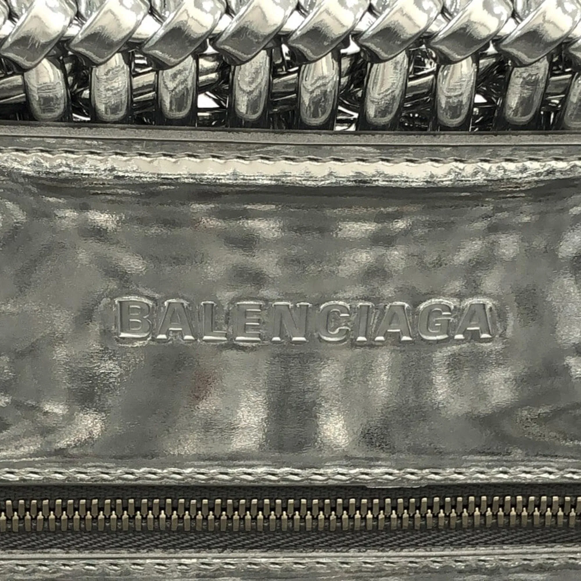 Balenciaga XS Mettalic Woven Bistrot Panier Tote