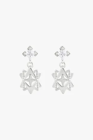 Baroque Star Post Earrings with White Stone