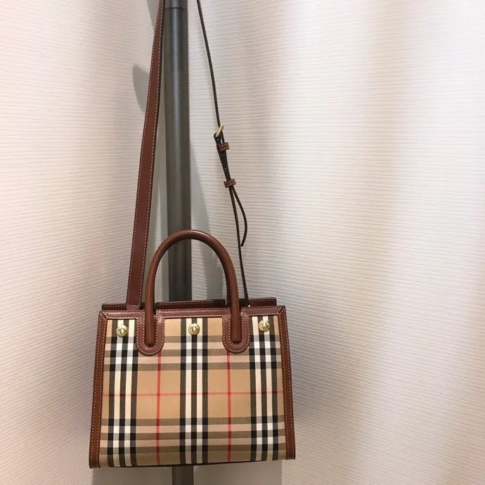 BB Mini Vintage Check Two-handle Title Bag Archive Beige For Women, Bags 10.2in/26cm 80252671