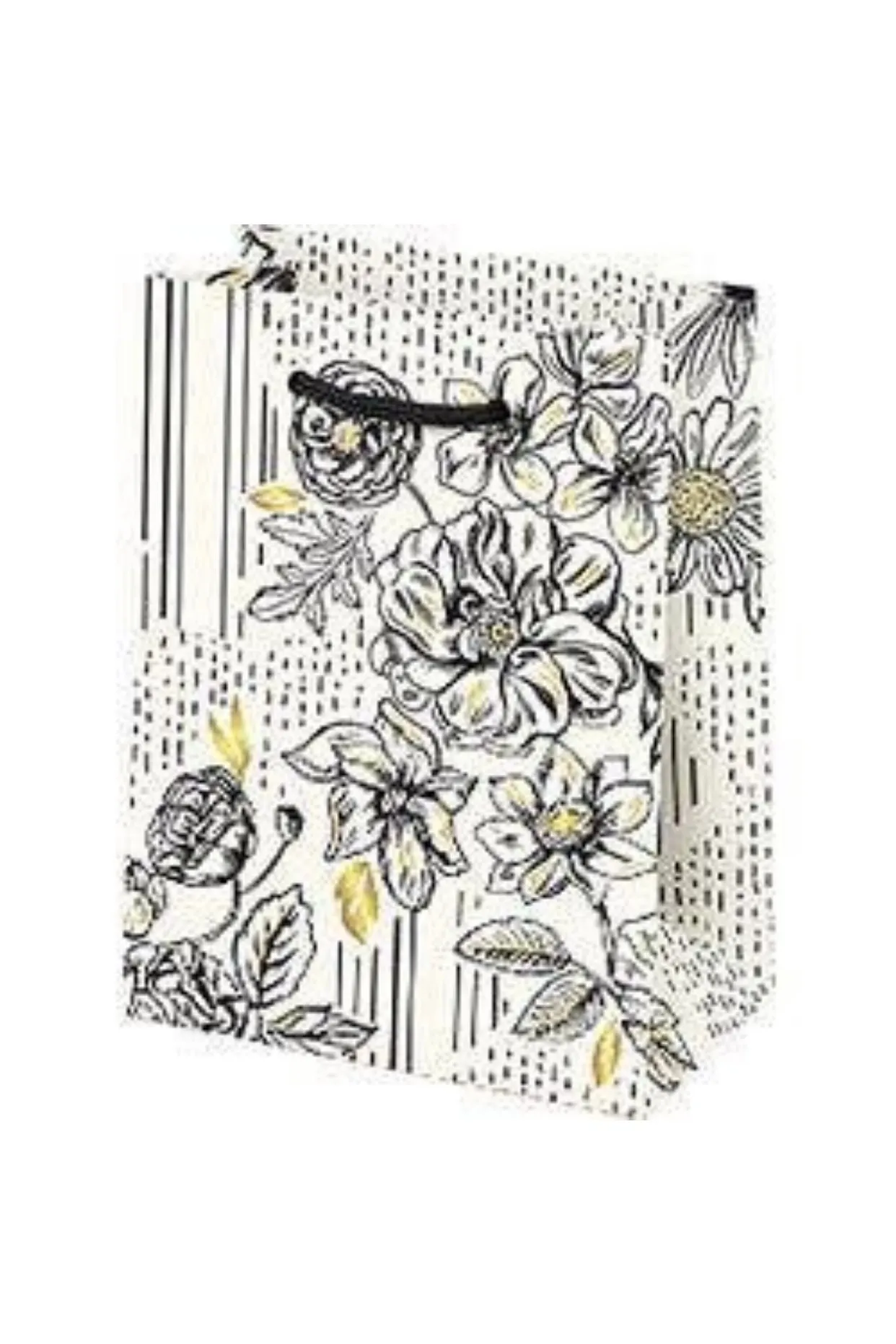 Black & White Floral Foil Medium Bag