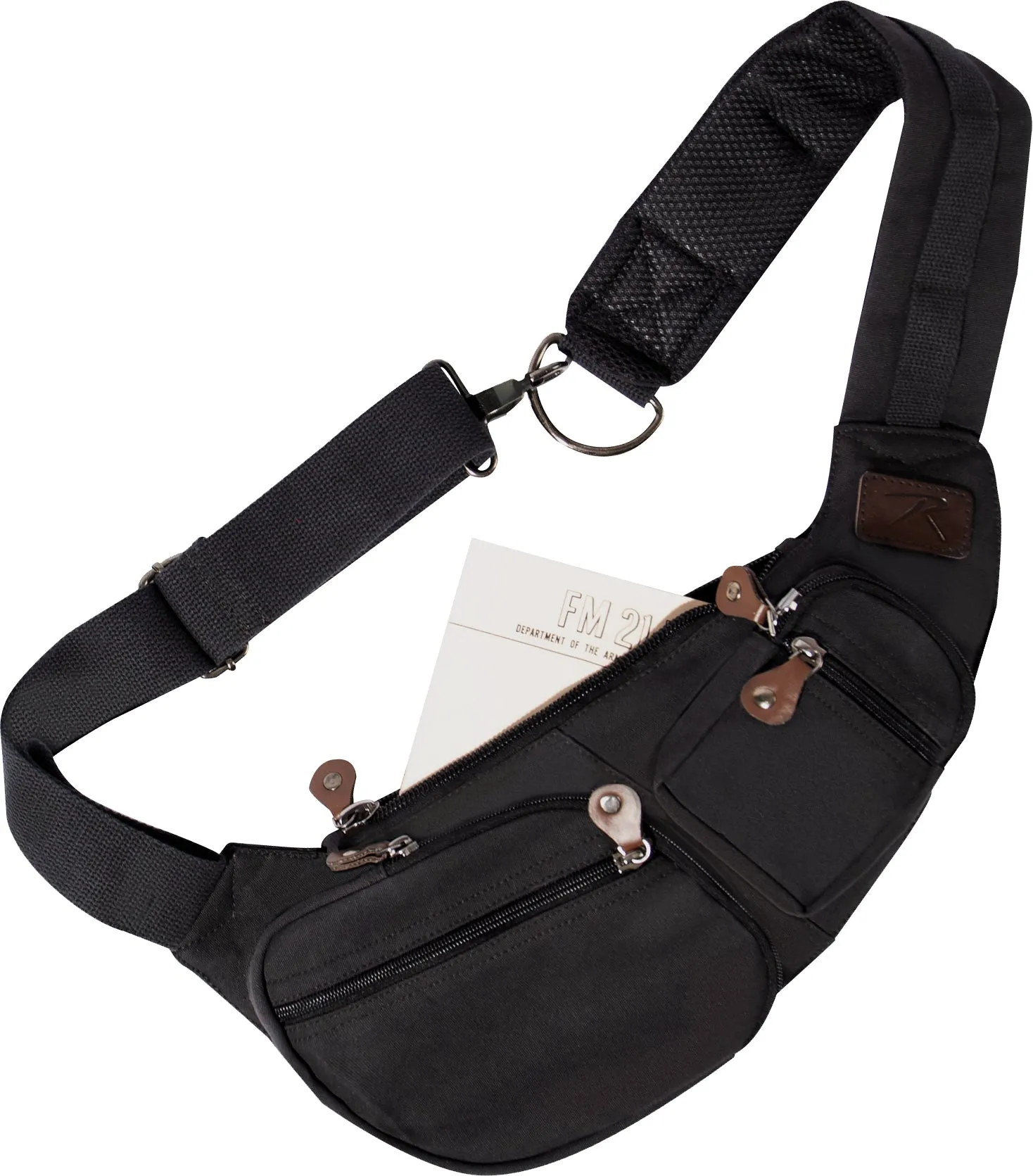 Black - Crossbody Large Canvas Sling Backpack Bag