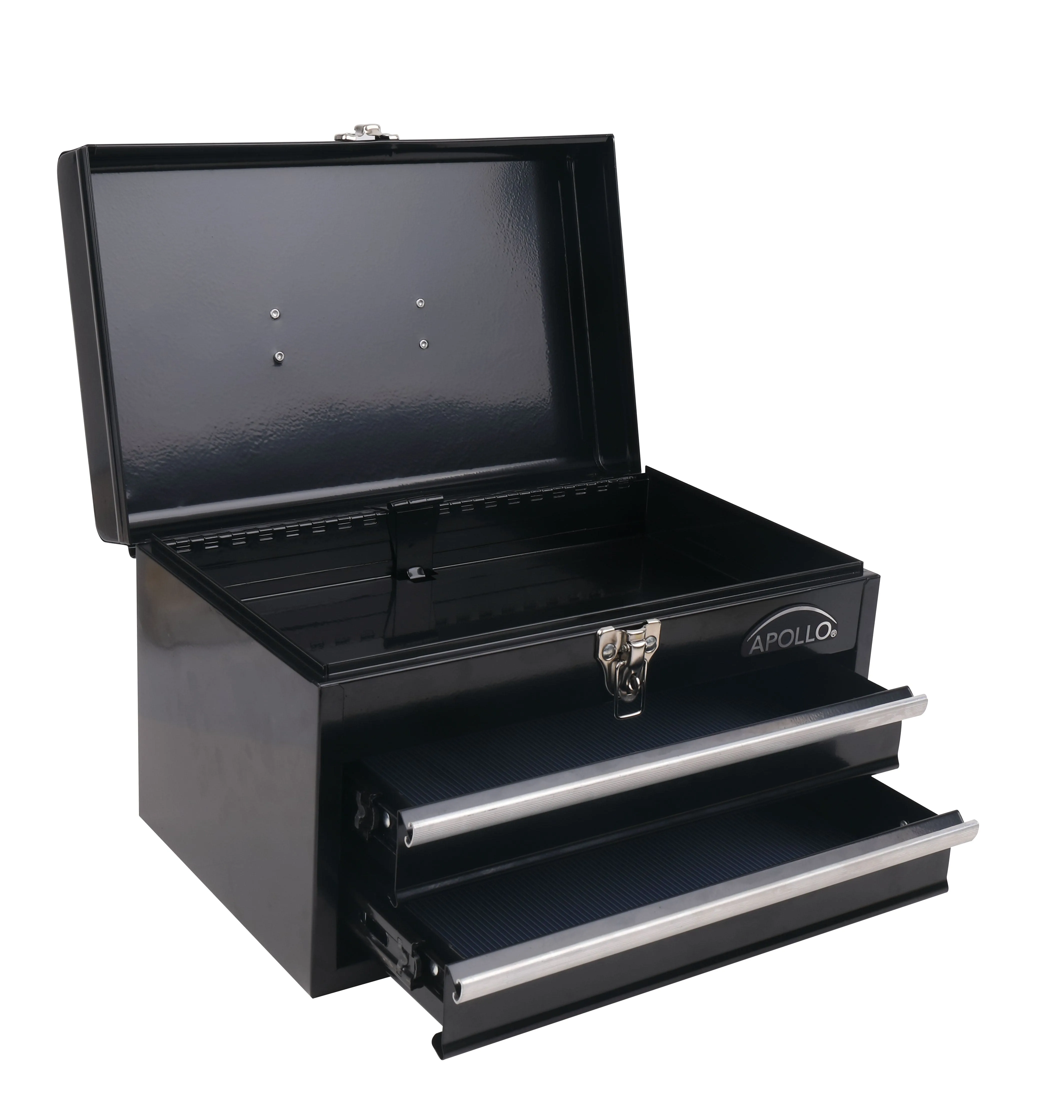 Black Steel Tool Chest with 2 Drawers and Ample Top Compartment -- DT5010