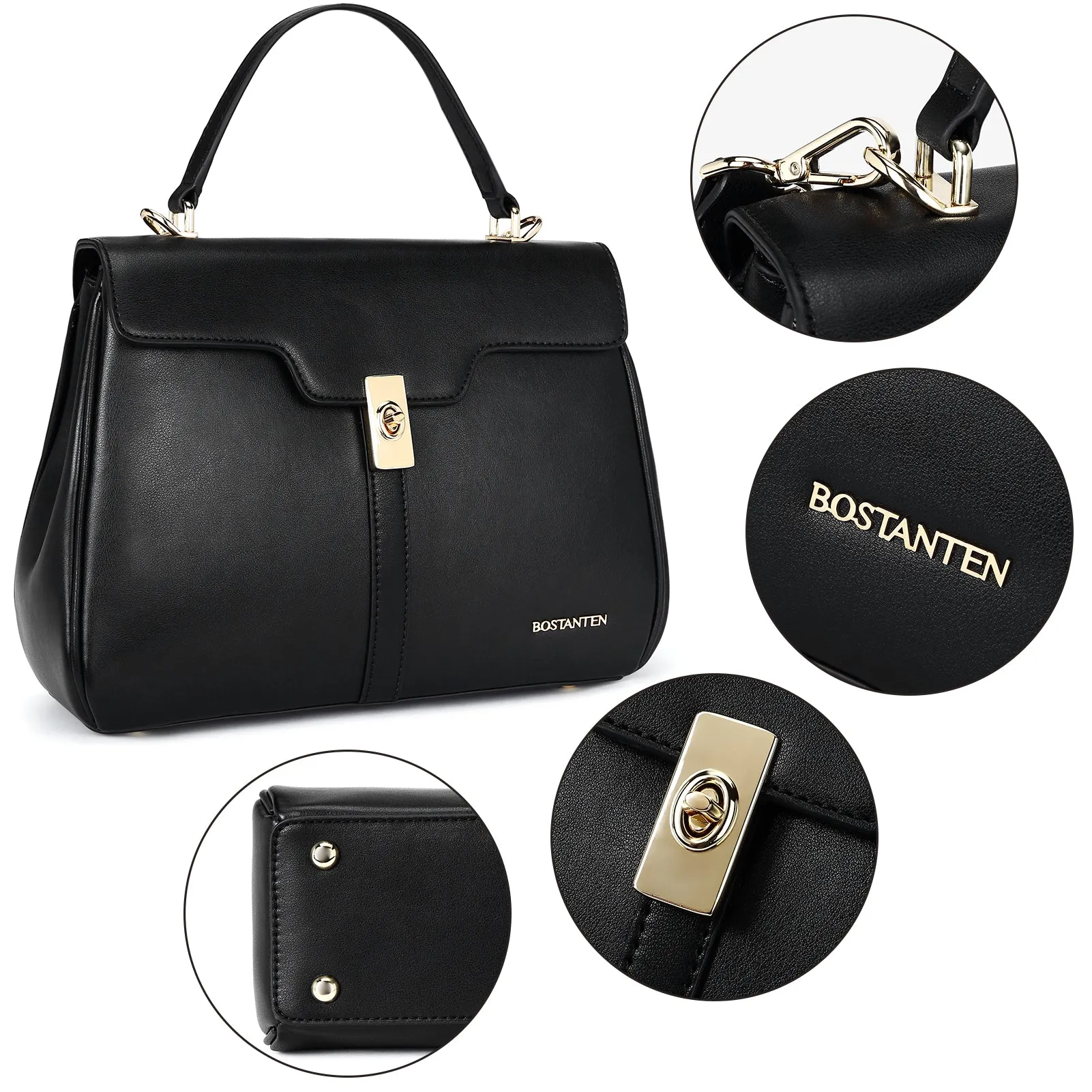 BOSTANTEN Women Leather Handbag Designer Top Handle Satchel Shoulder Bag Crossbody Purses