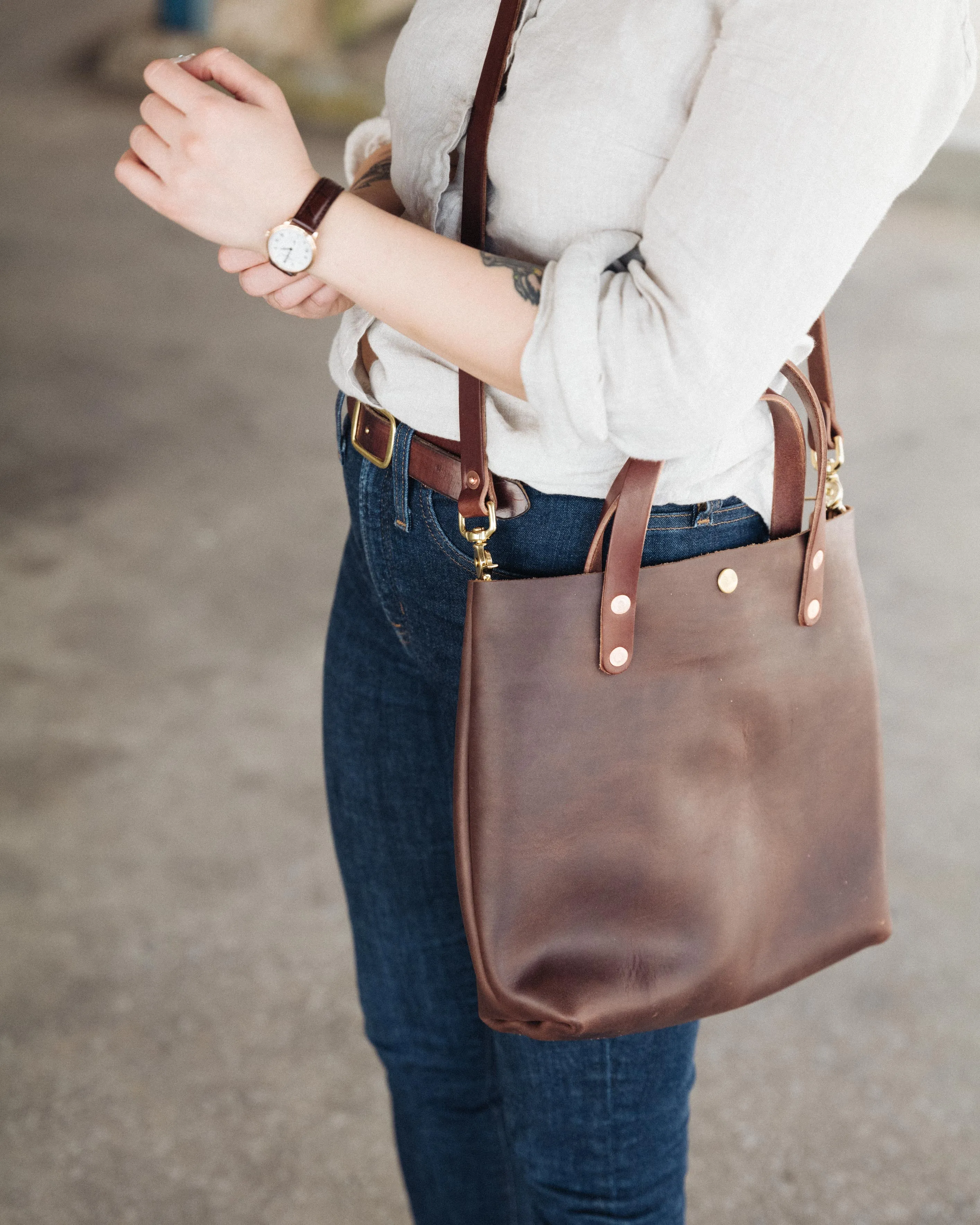 Brown Chromexcel Mini Tote