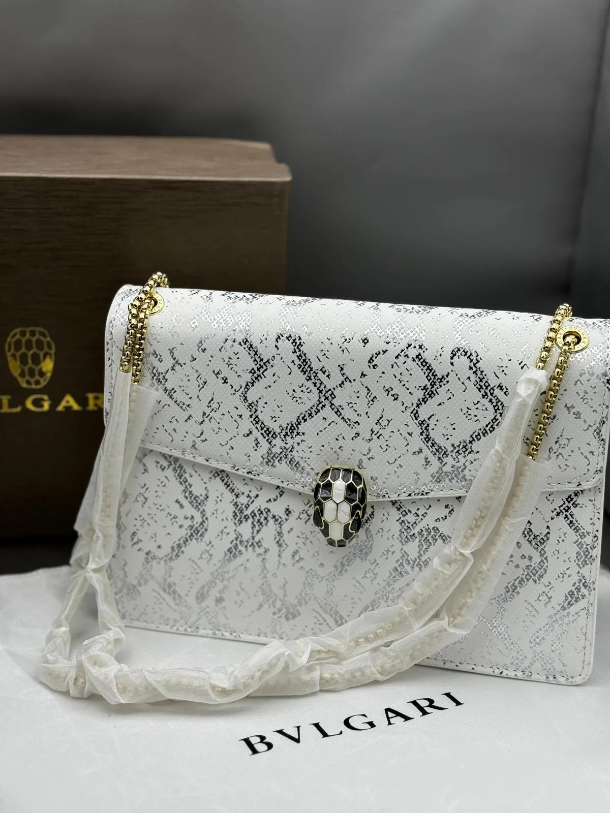 Bvlgari Women Bag – Back in Stock with Complete Box Set (White/Silver)