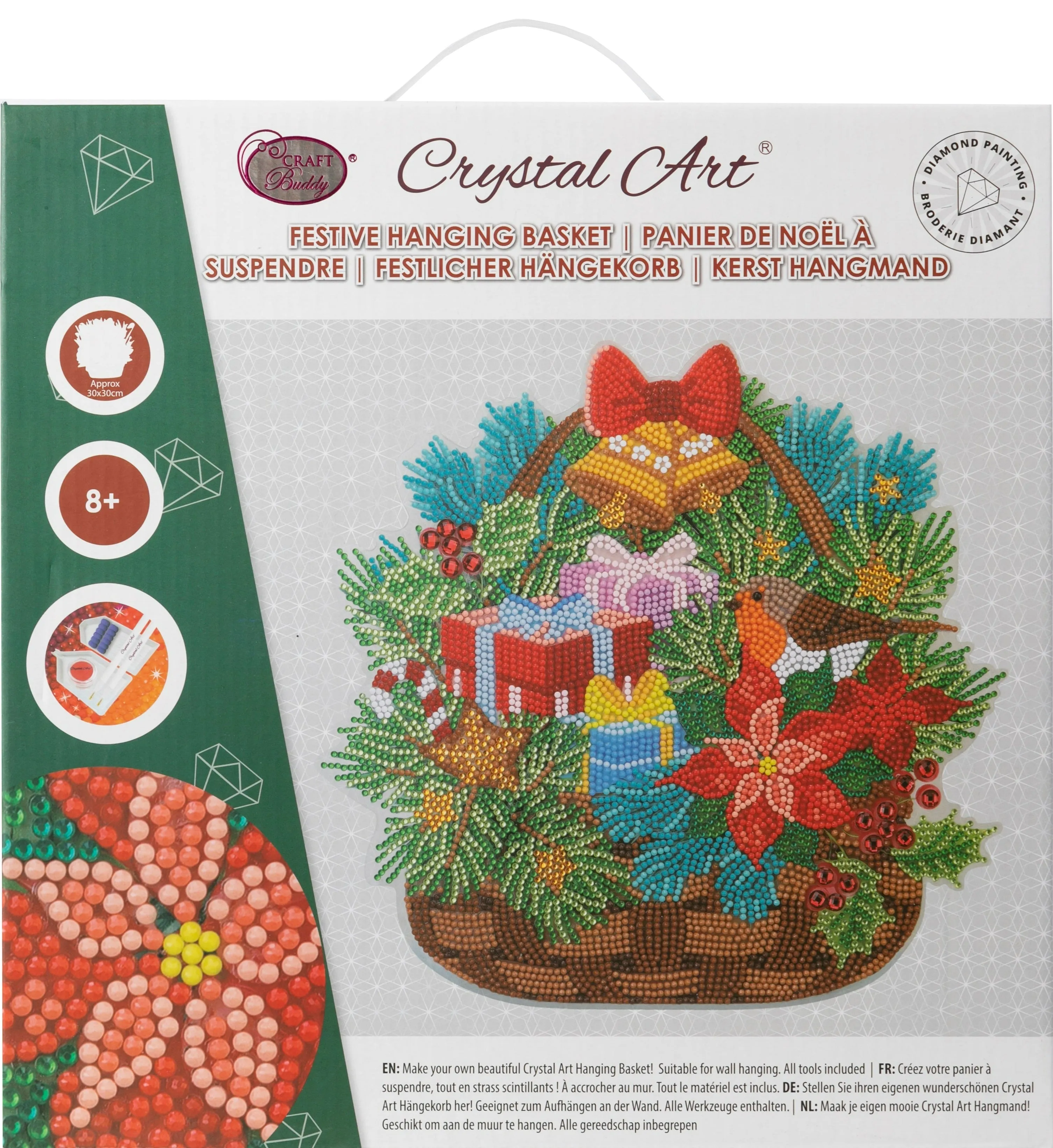 CAHB04: Crystal Art Hanging Basket Kits. approx. size is 30x30cm - FESTIVE