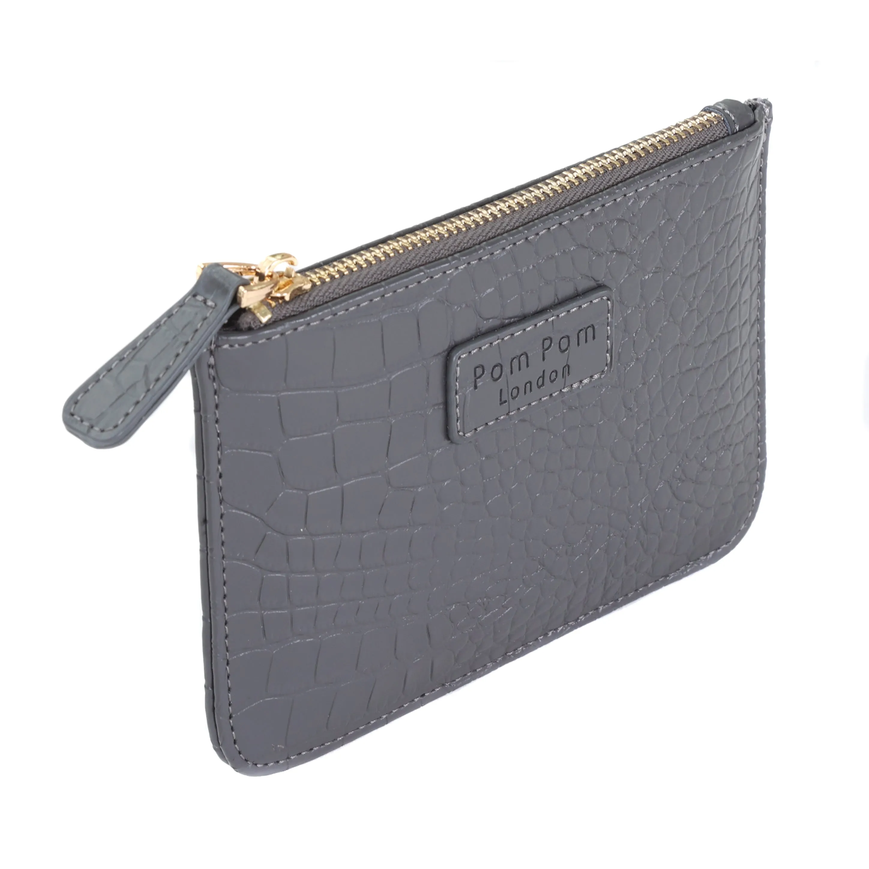 Chelsea Coin Purse Croc Slate Grey