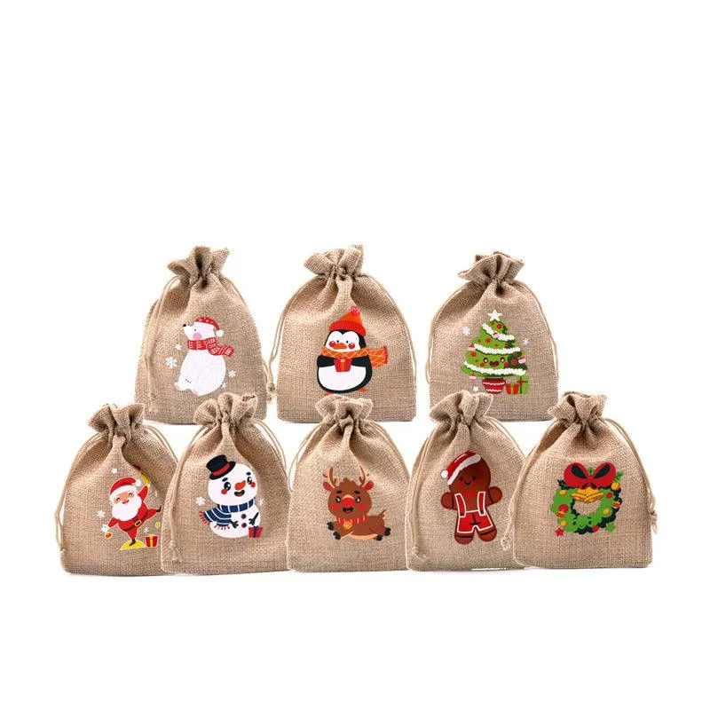 Christmas Cotton Bag With Hot Stamping Pattern Beam-opening Packaging