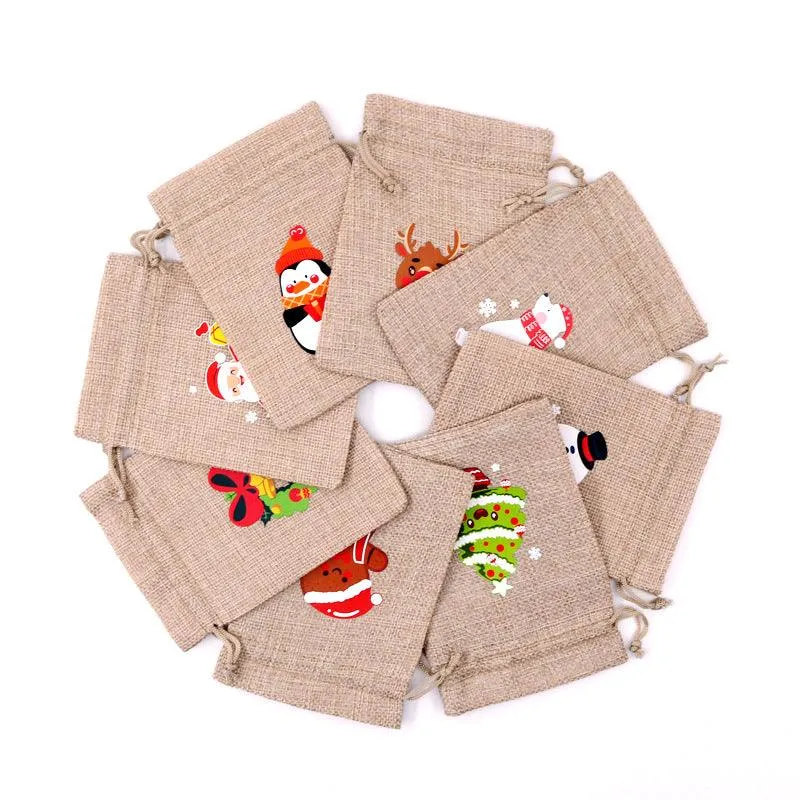 Christmas Cotton Bag With Hot Stamping Pattern Beam-opening Packaging