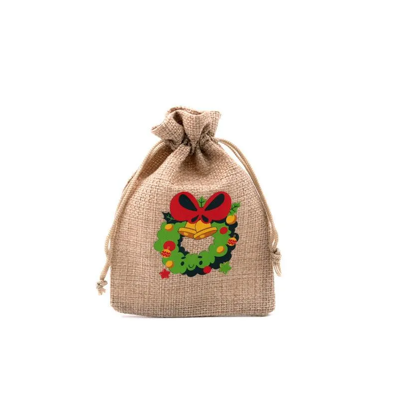 Christmas Cotton Bag With Hot Stamping Pattern Beam-opening Packaging