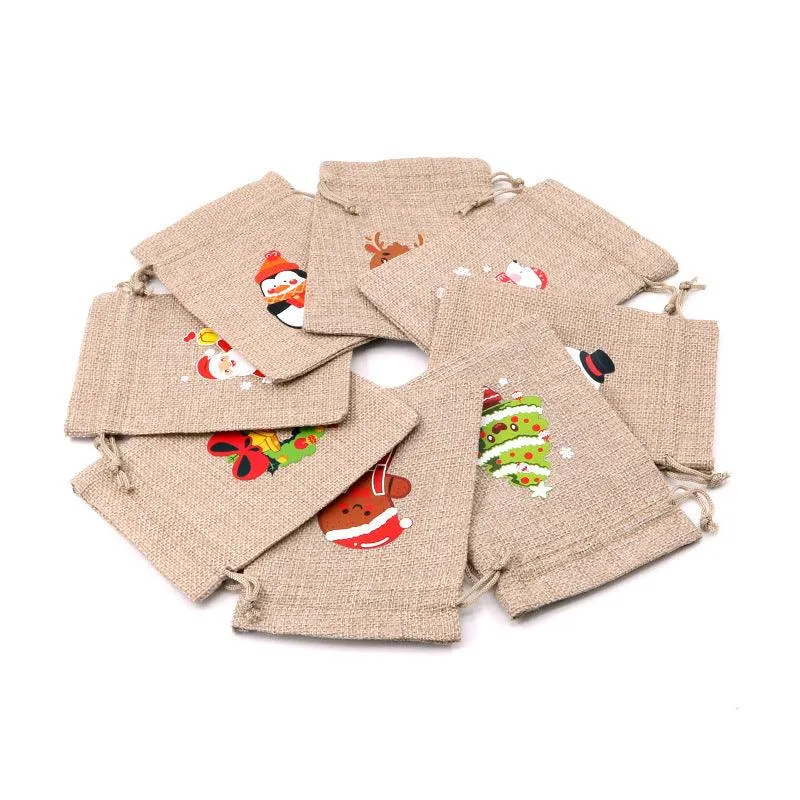 Christmas Cotton Bag With Hot Stamping Pattern Beam-opening Packaging