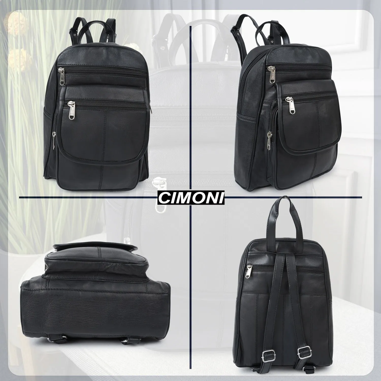 CIMONI Brand Premium Genuine Leather Backpack