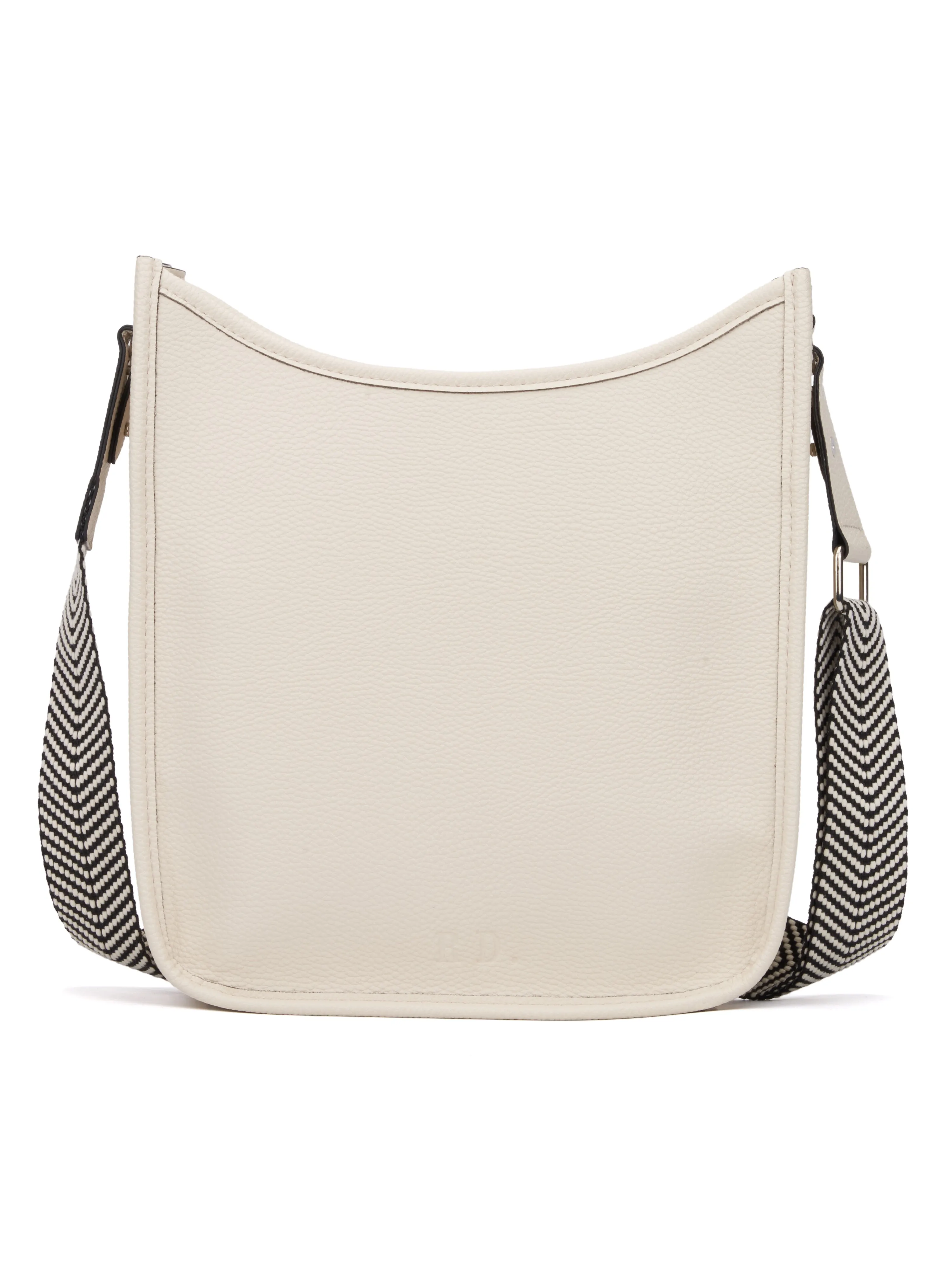 Cross Body Purse Off White Vegan Leather with Chevron Strap