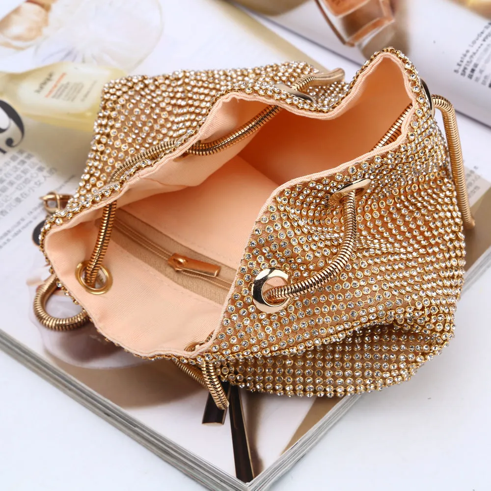 Crystal Diamond Clutch Bags String Satin Crossbody Bag Glitter Evening Bags Gold Clutch Party Purse Handbag