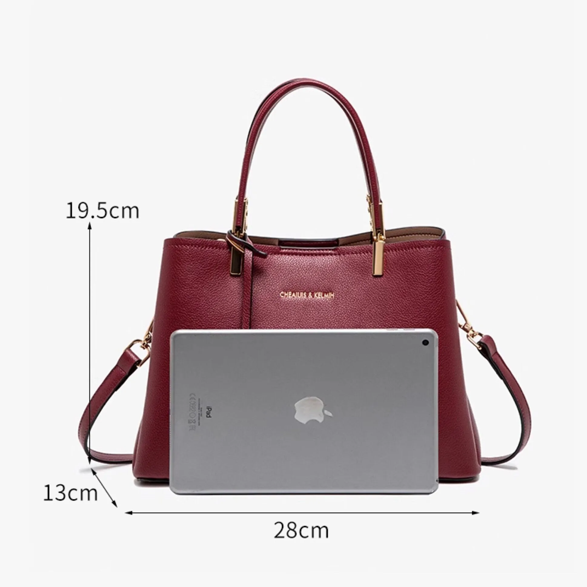 Cute Red Solid Color Plain Minimalist Simple Slick Luxury Genuine Leather Too Handle Handheld Handbag for Women, Shoulder Bag, Crossbody Bag