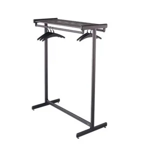 Double-Sided Garment Rack w/Shelf, Black Steel