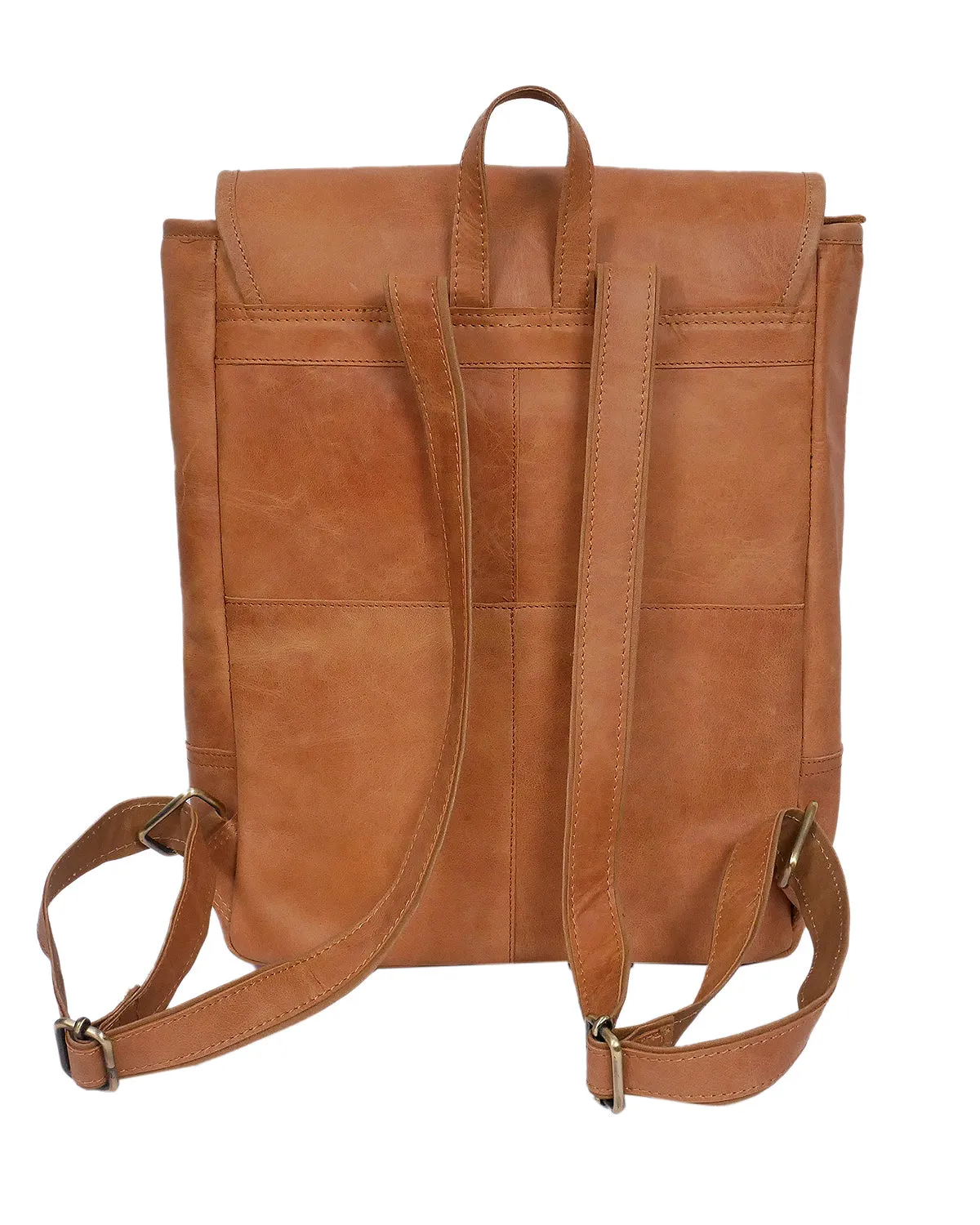 Elevate Your Style with our Classic Tan Leather Backpack. Art: BG-1486