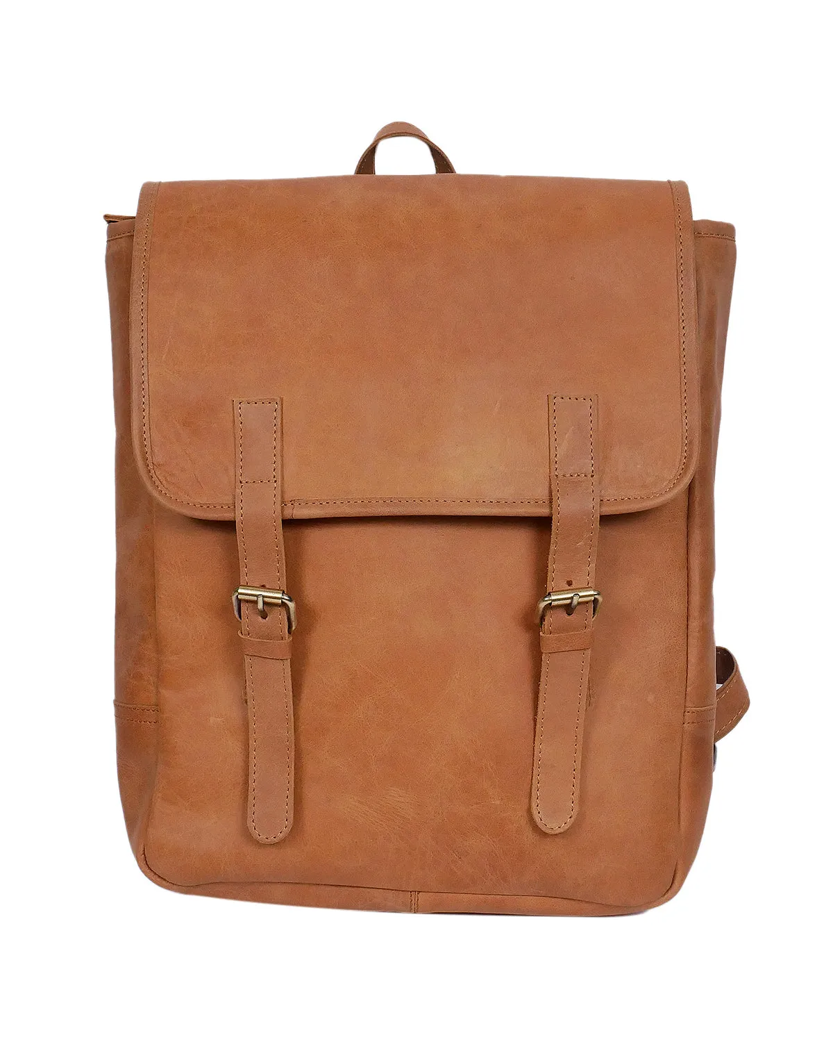 Elevate Your Style with our Classic Tan Leather Backpack. Art: BG-1486