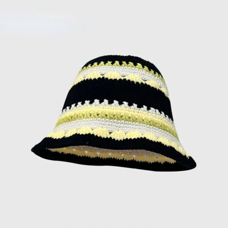 Floral Crochet Bucket Hat for Women - Sun Protection and Breathable Design