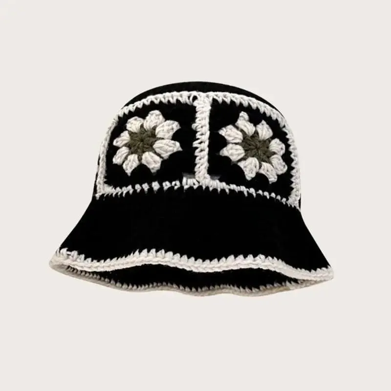 Floral Crochet Bucket Hat for Women - Sun Protection and Breathable Design