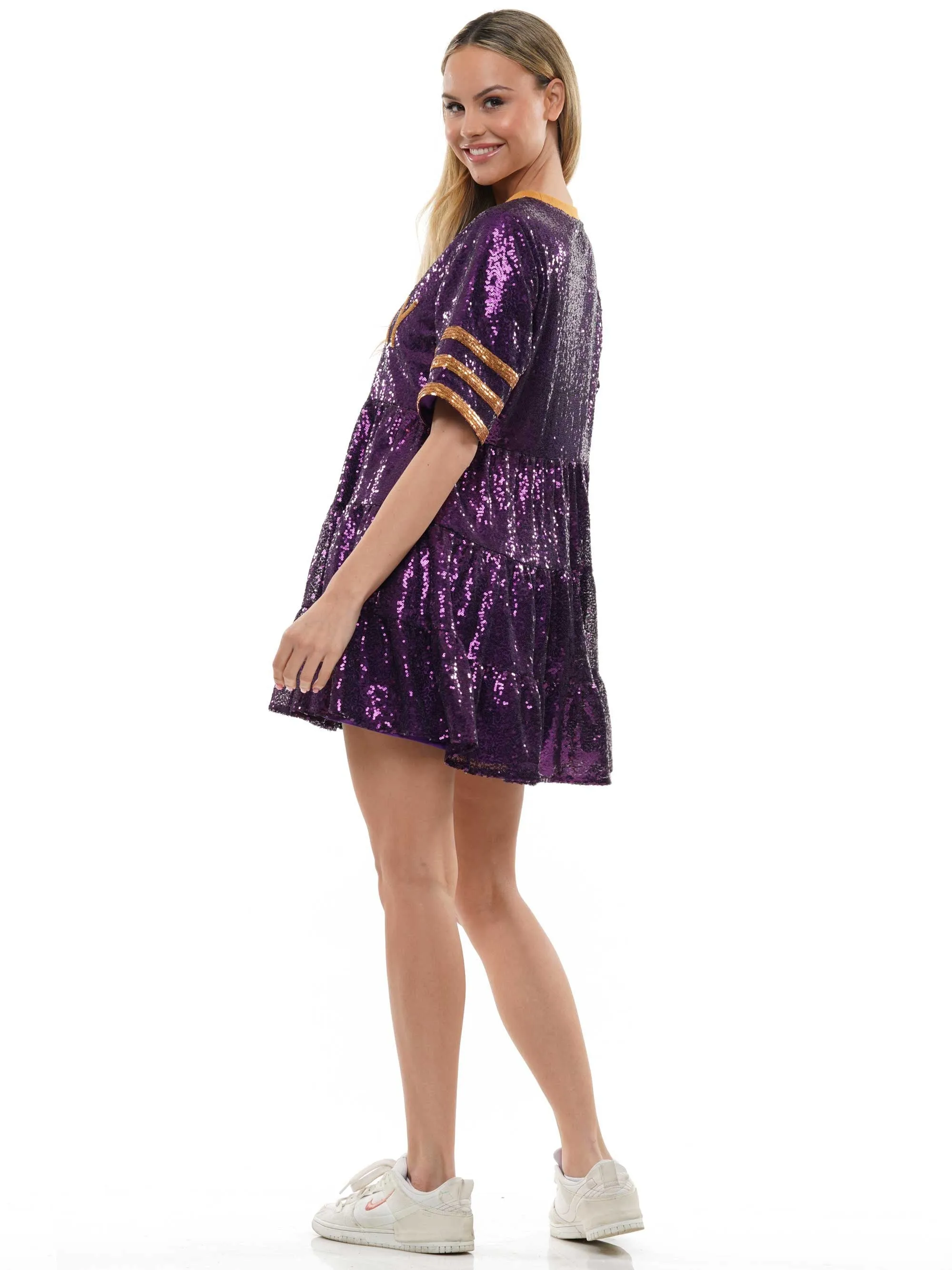 Gameday Jersey Stye Sequin BabyDoll Dress