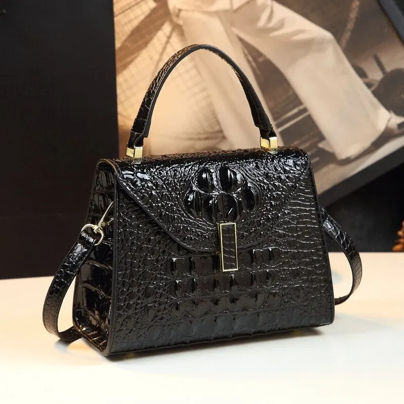 Genuine Leather Crocodile Crossbody Bag