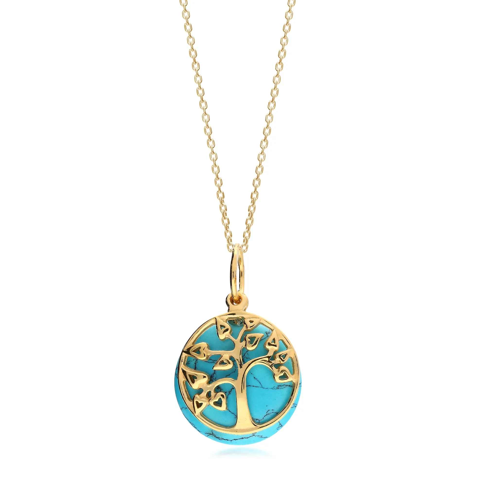 Gold Vermeil Turquoise Tree of Life Pendant