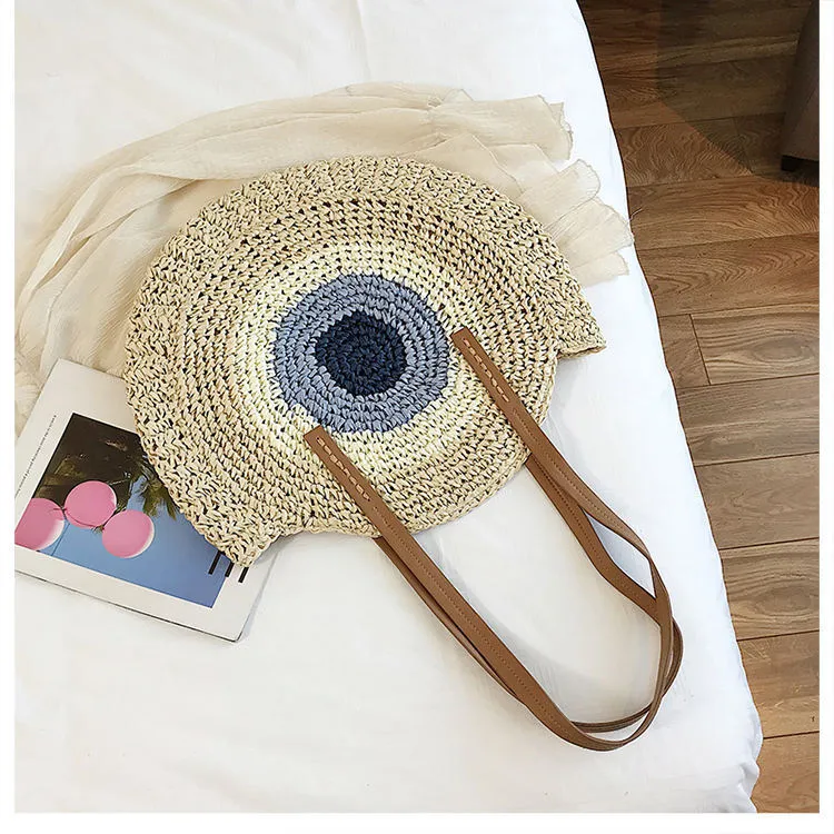 Handmade Round Straw Rattan Bag – Chic Summer Beach Crossbody