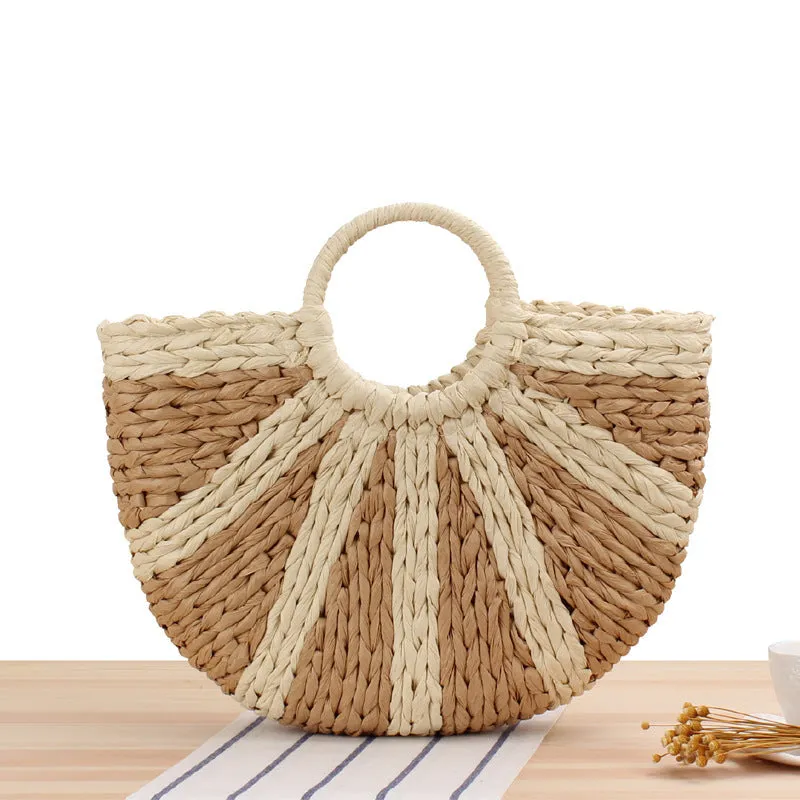 Handmade Round Straw Rattan Bag – Chic Summer Beach Crossbody