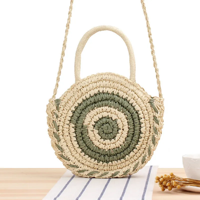 Handmade Round Straw Rattan Bag – Chic Summer Beach Crossbody