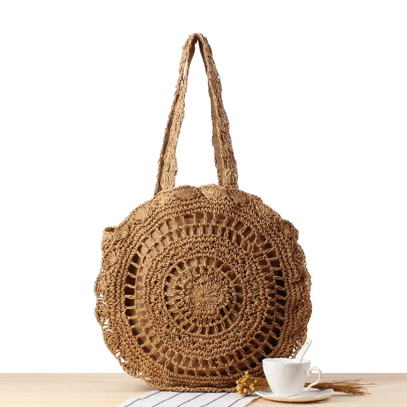 Handmade Round Straw Rattan Bag – Chic Summer Beach Crossbody