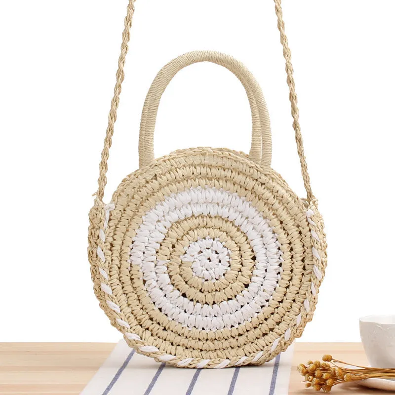 Handmade Round Straw Rattan Bag – Chic Summer Beach Crossbody