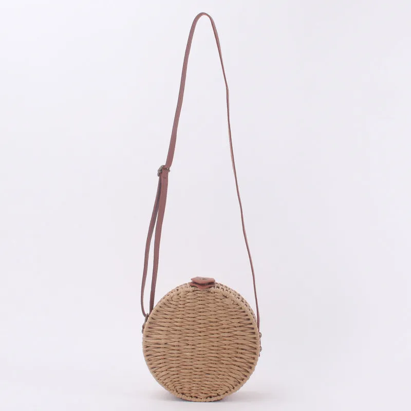 Handmade Round Straw Rattan Bag – Chic Summer Beach Crossbody