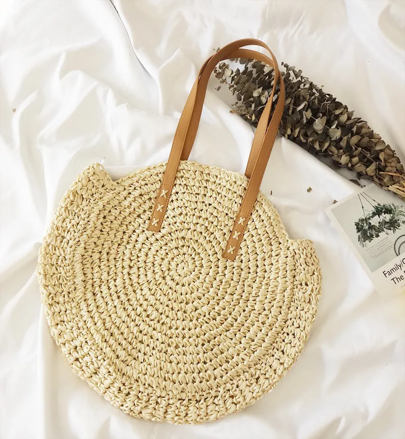 Handmade Round Straw Rattan Bag – Chic Summer Beach Crossbody