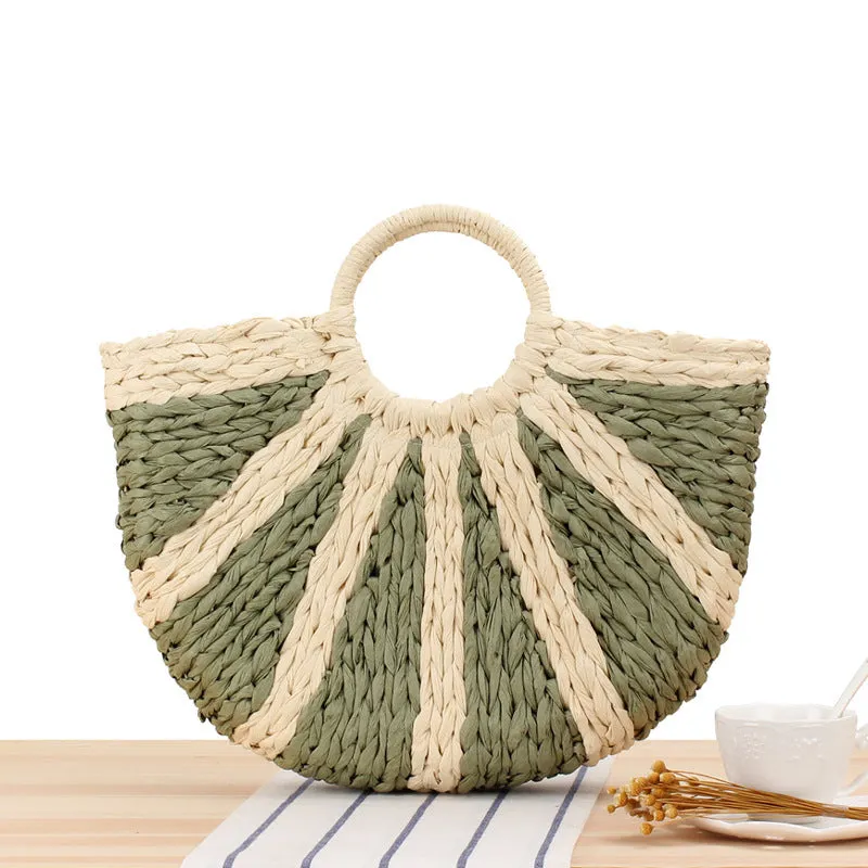 Handmade Round Straw Rattan Bag – Chic Summer Beach Crossbody